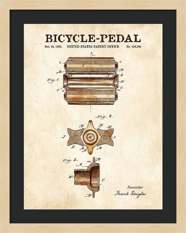 Bicycle Pedal Watercolor Patent Us469295a