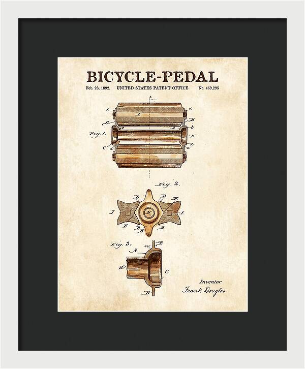 Bicycle Pedal Watercolor Patent Us469295a