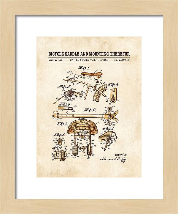 Bicycle Saddle And Mounting Therefor Watercolor Patent Us2080658a