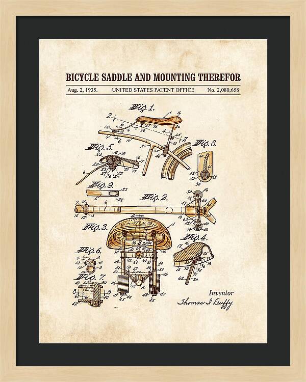 Bicycle Saddle And Mounting Therefor Watercolor Patent Us2080658a