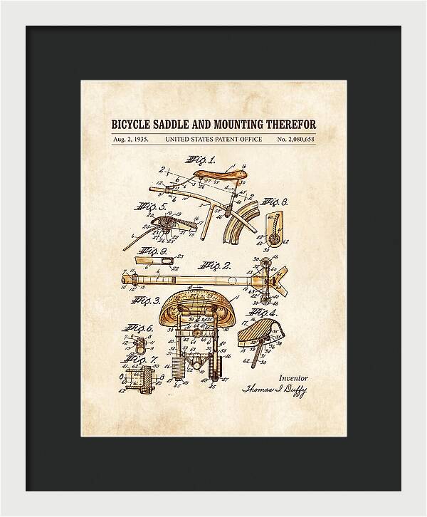 Bicycle Saddle And Mounting Therefor Watercolor Patent Us2080658a