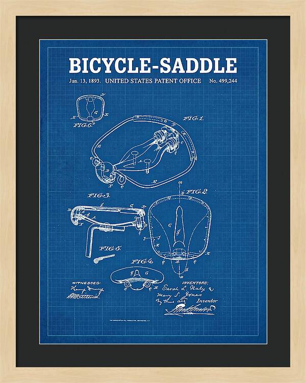 Bicycle Saddle Blueprint Patent Us499244a