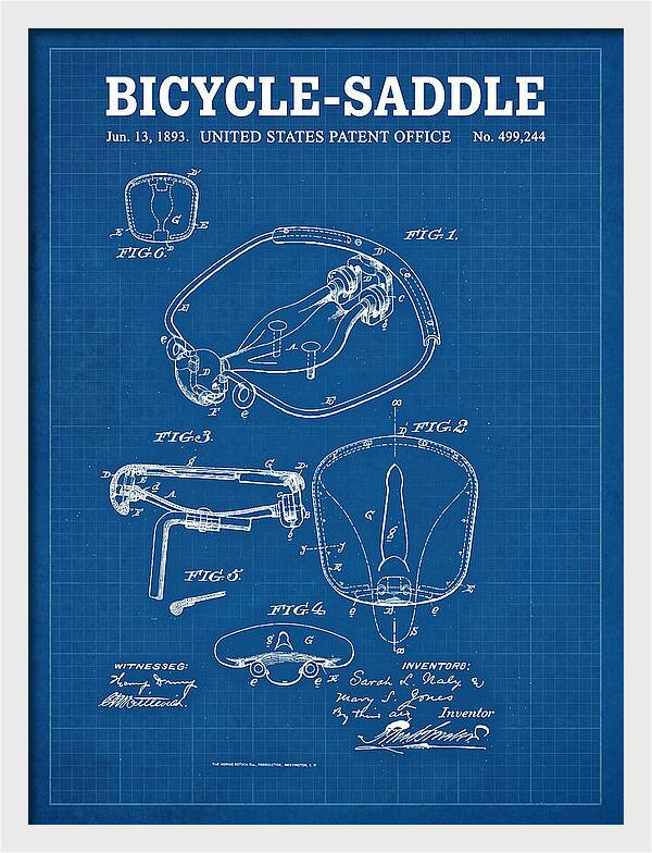 Bicycle Saddle Blueprint Patent Us499244a