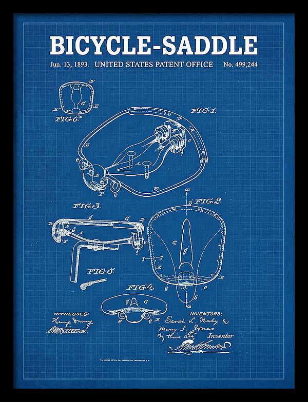 Bicycle Saddle Blueprint Patent Us499244a