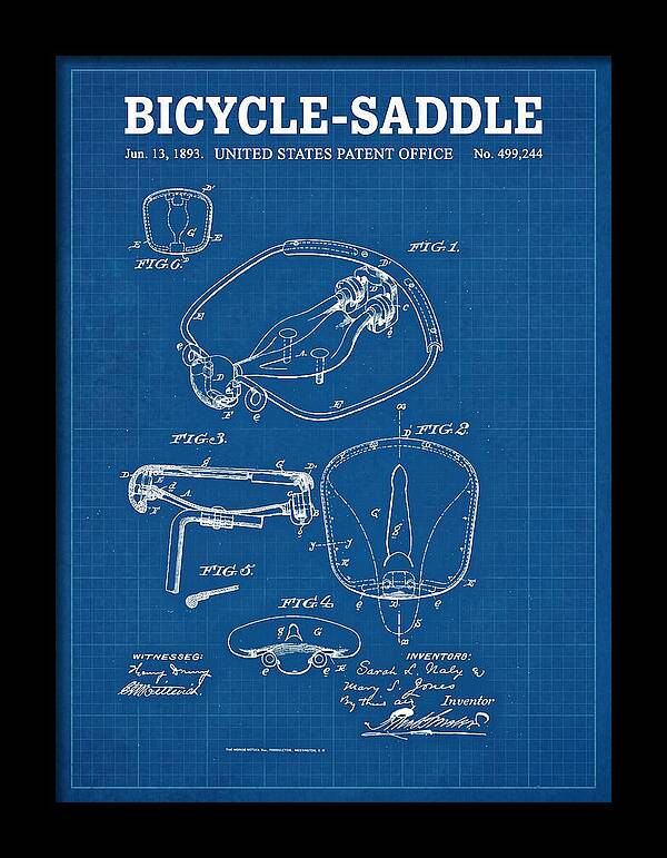 Bicycle Saddle Blueprint Patent Us499244a