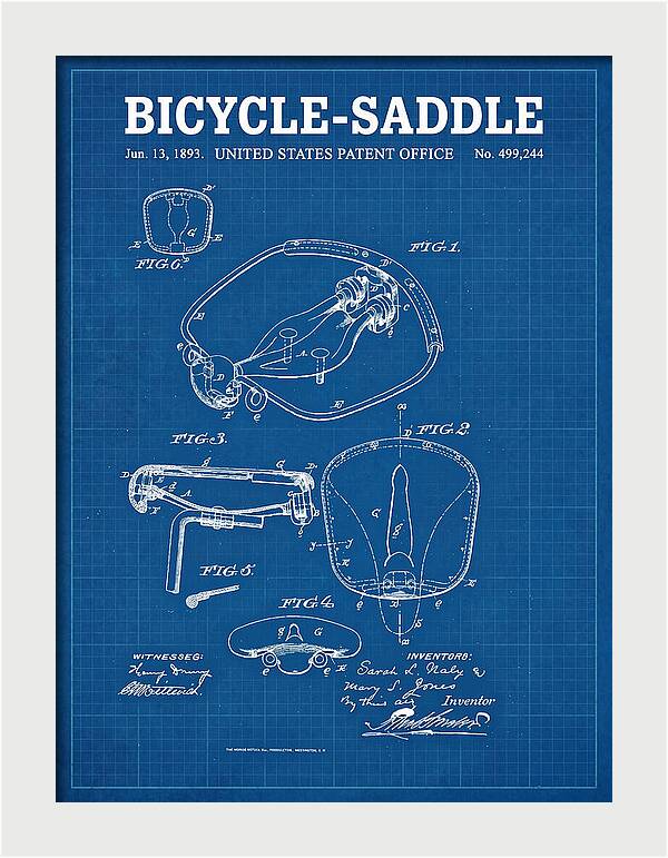 Bicycle Saddle Blueprint Patent Us499244a