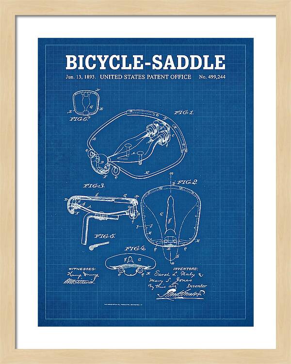 Bicycle Saddle Blueprint Patent Us499244a