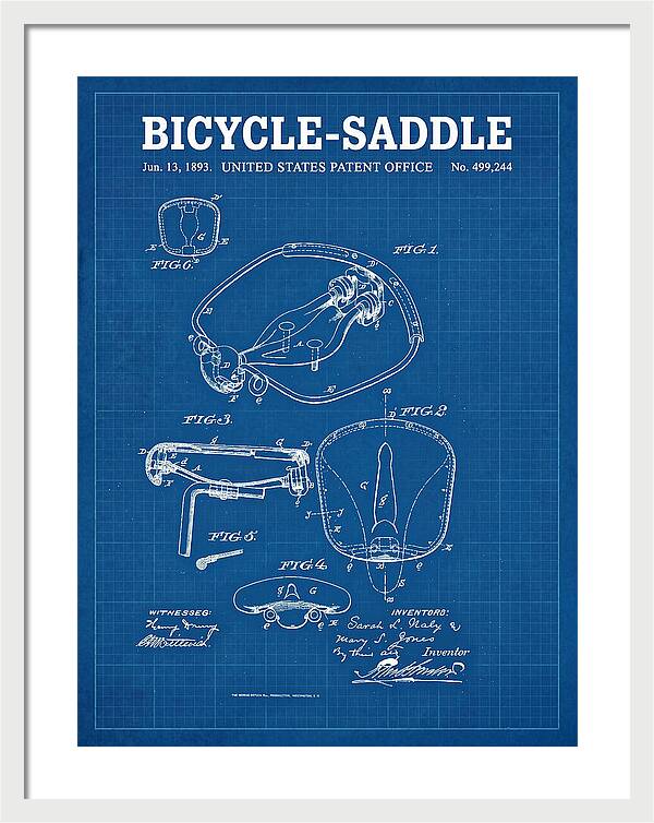 Bicycle Saddle Blueprint Patent Us499244a