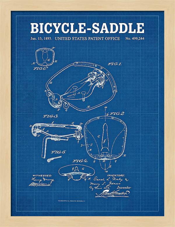 Bicycle Saddle Blueprint Patent Us499244a