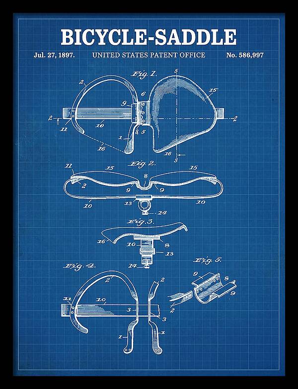 Bicycle Saddle Blueprint Patent Us586997a