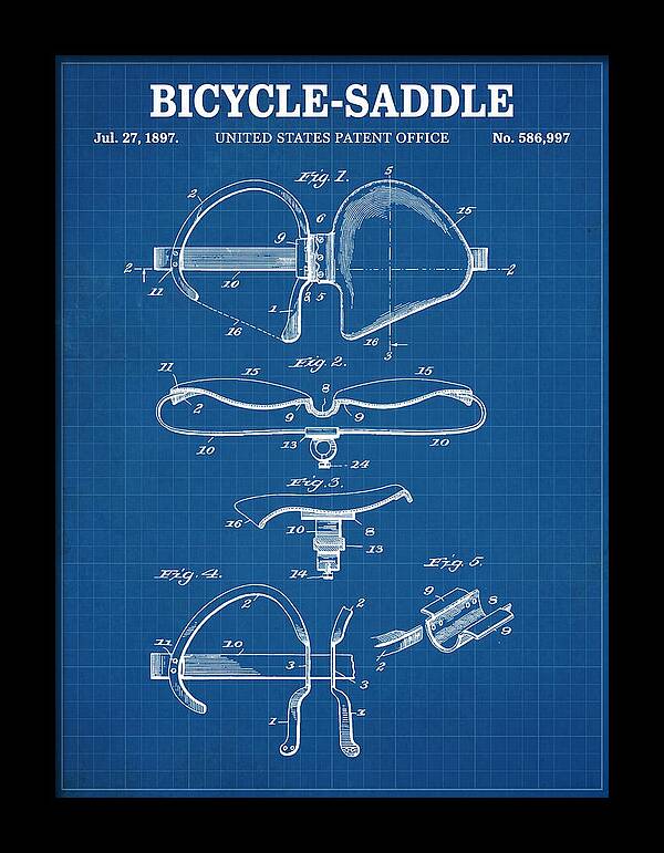 Bicycle Saddle Blueprint Patent Us586997a