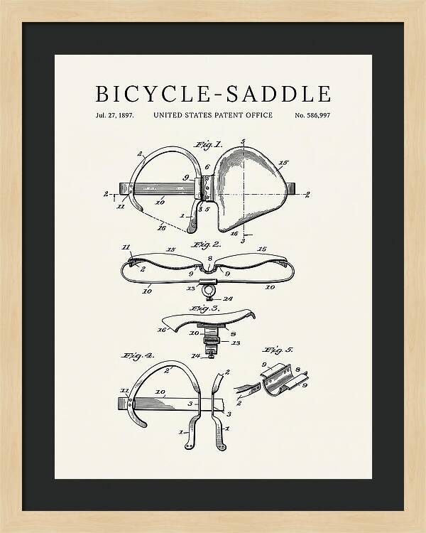 Bicycle Saddle Minimalist Patent Us586997a