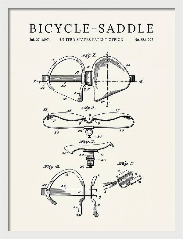 Bicycle Saddle Minimalist Patent Us586997a