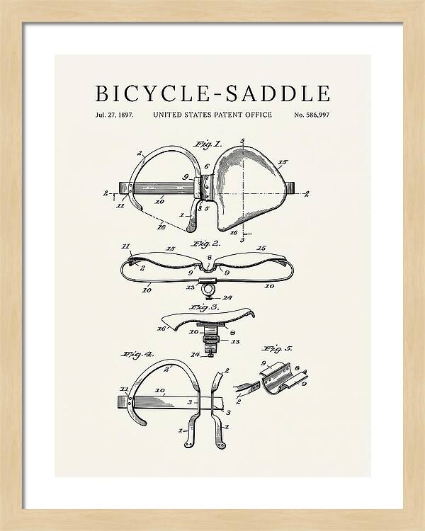 Bicycle Saddle Minimalist Patent Us586997a