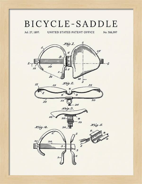 Bicycle Saddle Minimalist Patent Us586997a