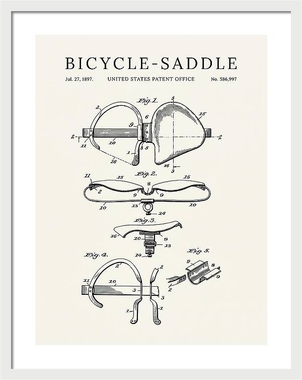 Bicycle Saddle Minimalist Patent Us586997a