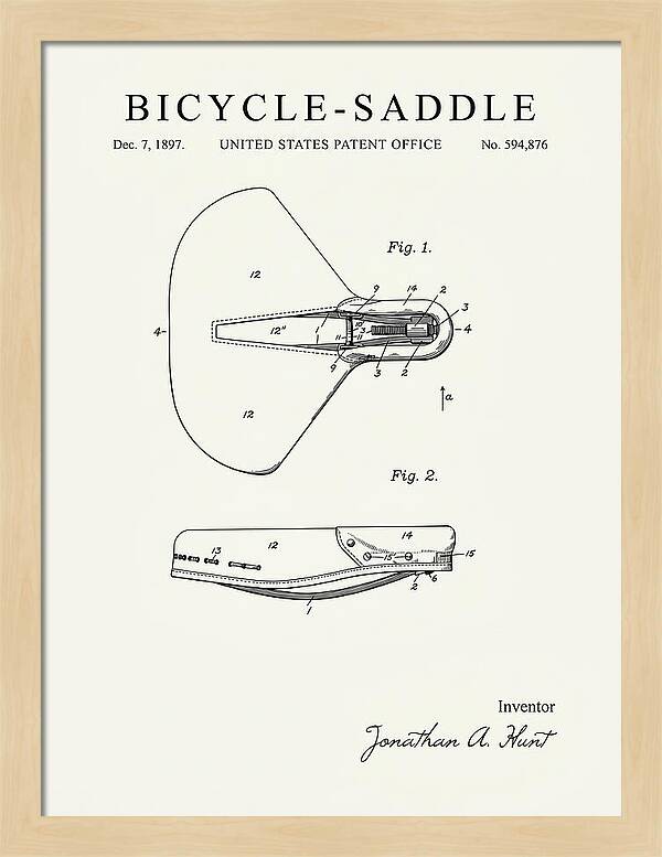 Bicycle Saddle Minimalist Patent Us594876a