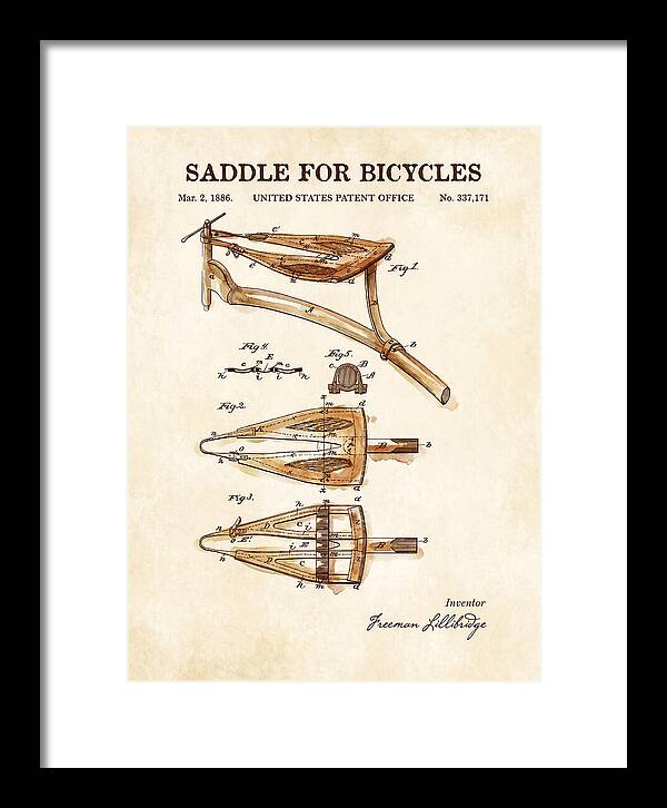 Bicycle Saddle Watercolor Patent Us337171a