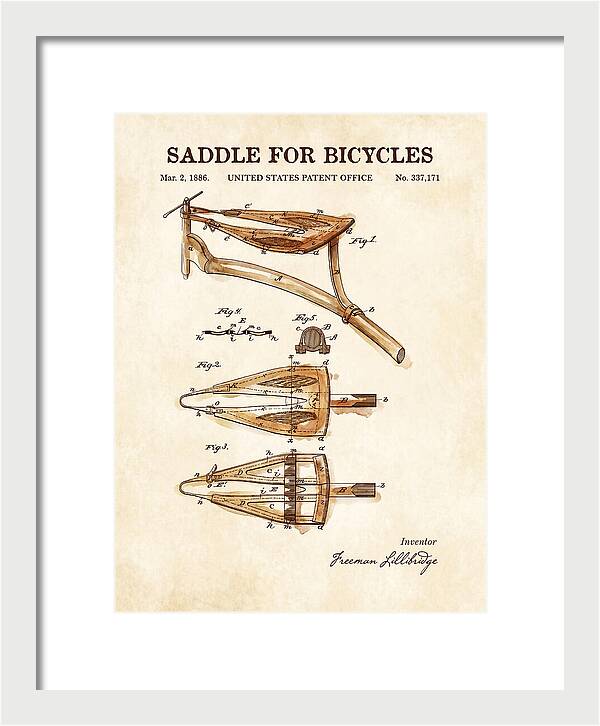 Bicycle Saddle Watercolor Patent Us337171a