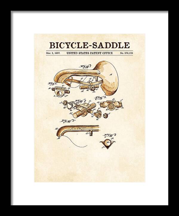 Bicycle Saddle Watercolor Patent Us578120a