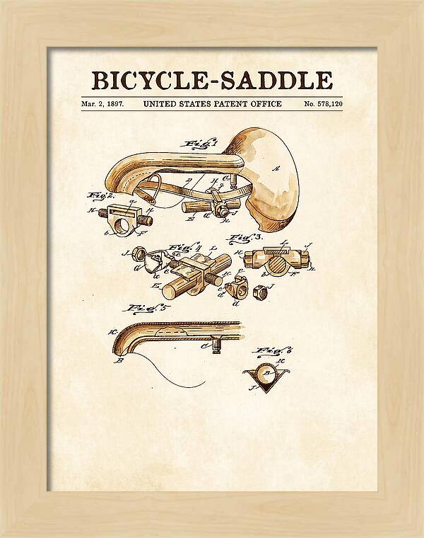 Bicycle Saddle Watercolor Patent Us578120a