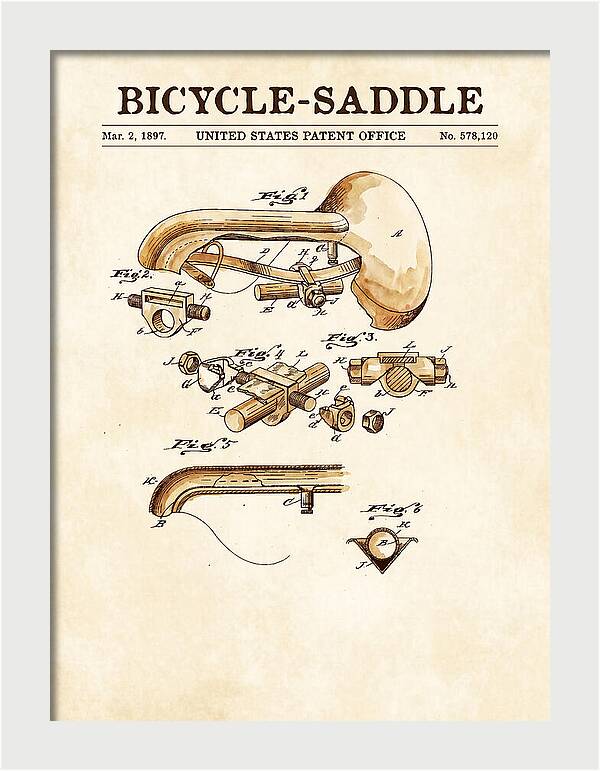 Bicycle Saddle Watercolor Patent Us578120a