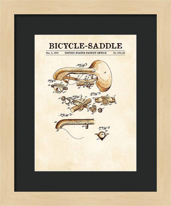 Bicycle Saddle Watercolor Patent Us578120a
