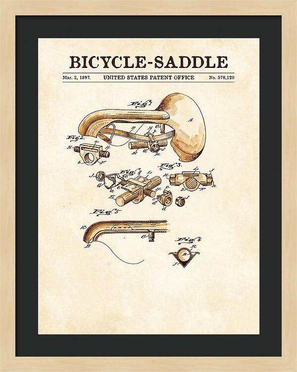 Bicycle Saddle Watercolor Patent Us578120a