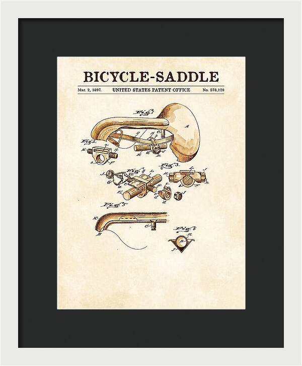 Bicycle Saddle Watercolor Patent Us578120a