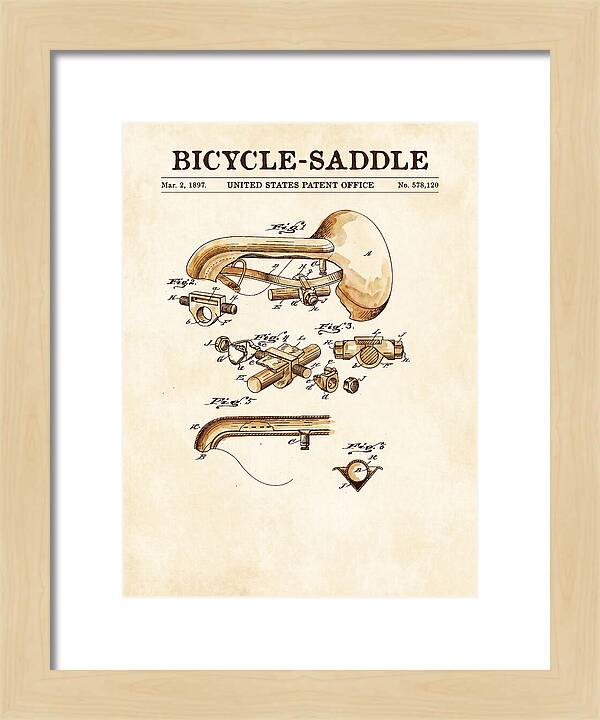 Bicycle Saddle Watercolor Patent Us578120a