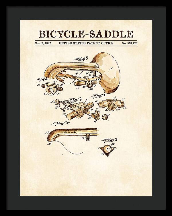 Bicycle Saddle Watercolor Patent Us578120a