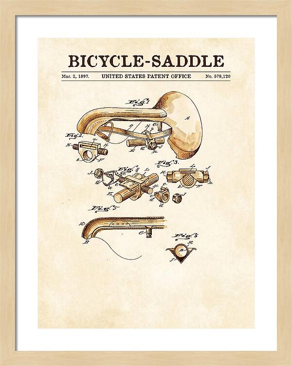 Bicycle Saddle Watercolor Patent Us578120a