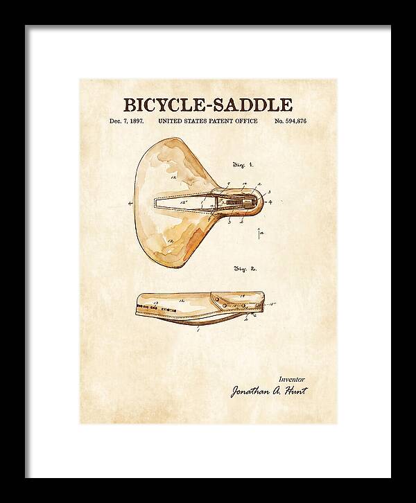Bicycle Saddle Watercolor Patent Us594876a