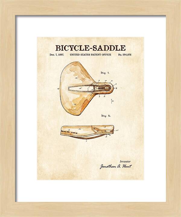 Bicycle Saddle Watercolor Patent Us594876a