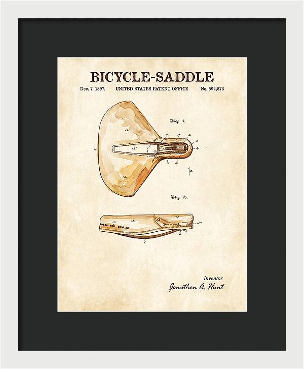 Bicycle Saddle Watercolor Patent Us594876a