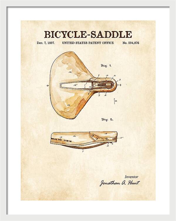 Bicycle Saddle Watercolor Patent Us594876a