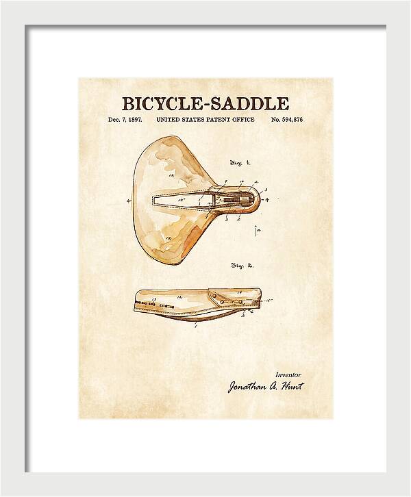 Bicycle Saddle Watercolor Patent Us594876a