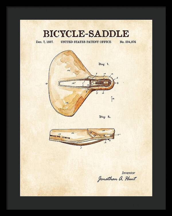Bicycle Saddle Watercolor Patent Us594876a