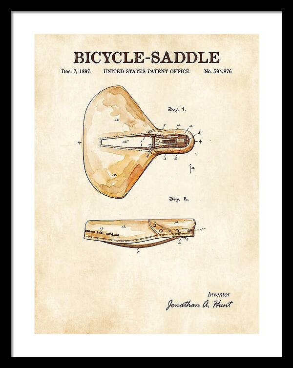 Bicycle Saddle Watercolor Patent Us594876a