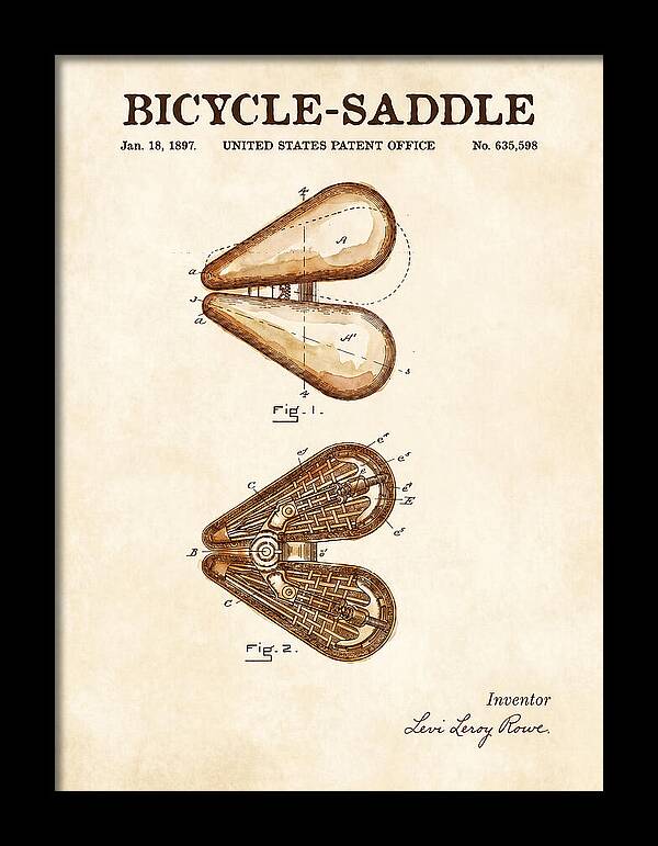Bicycle Saddle Watercolor Patent Us635598a