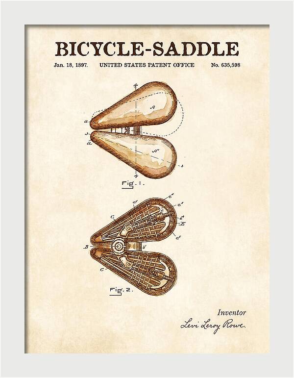 Bicycle Saddle Watercolor Patent Us635598a