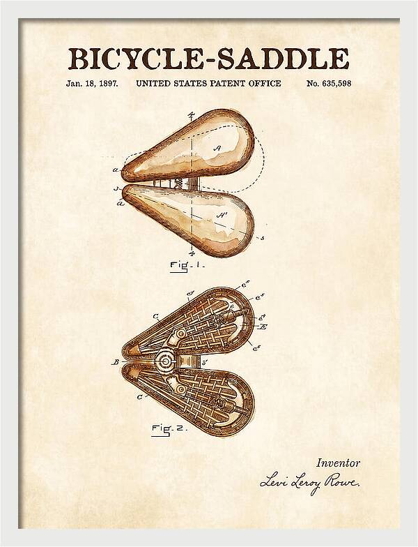 Bicycle Saddle Watercolor Patent Us635598a