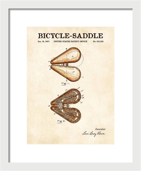 Bicycle Saddle Watercolor Patent Us635598a