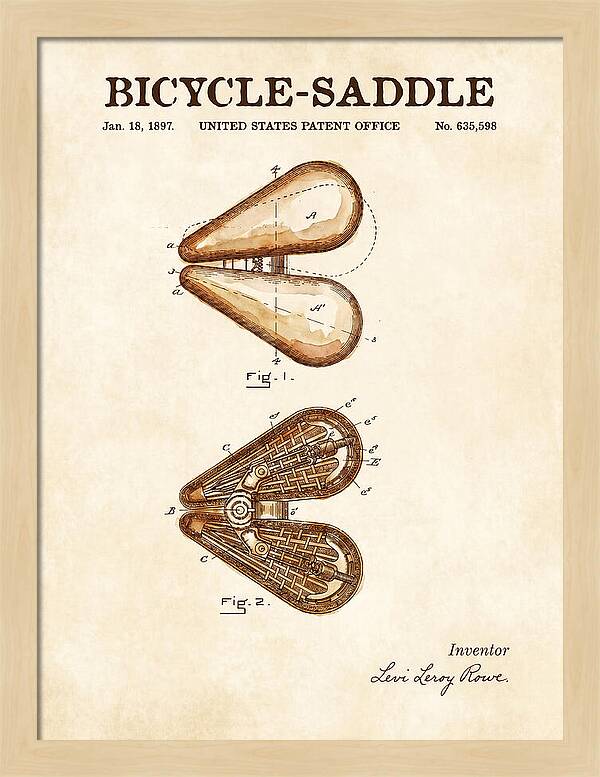 Bicycle Saddle Watercolor Patent Us635598a