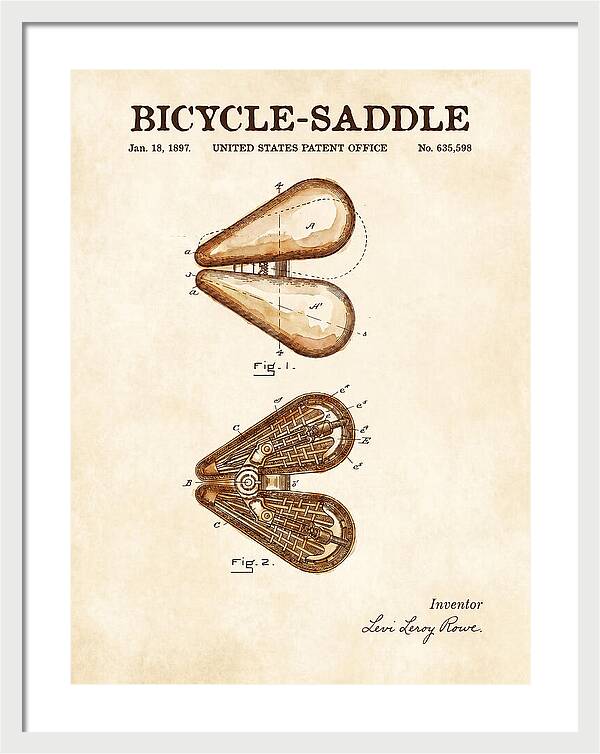 Bicycle Saddle Watercolor Patent Us635598a