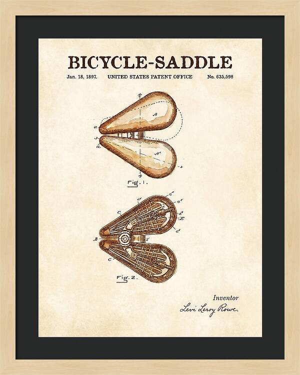 Bicycle Saddle Watercolor Patent Us635598a