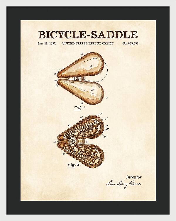 Bicycle Saddle Watercolor Patent Us635598a