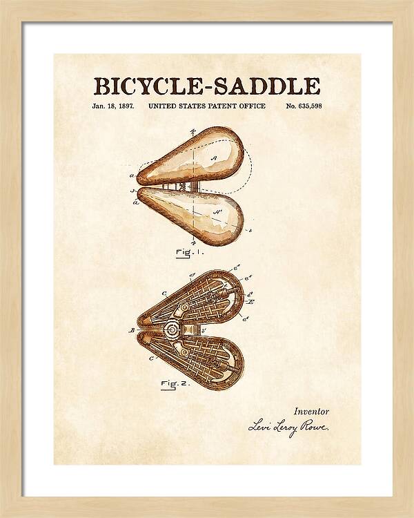 Bicycle Saddle Watercolor Patent Us635598a