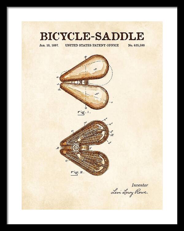 Bicycle Saddle Watercolor Patent Us635598a