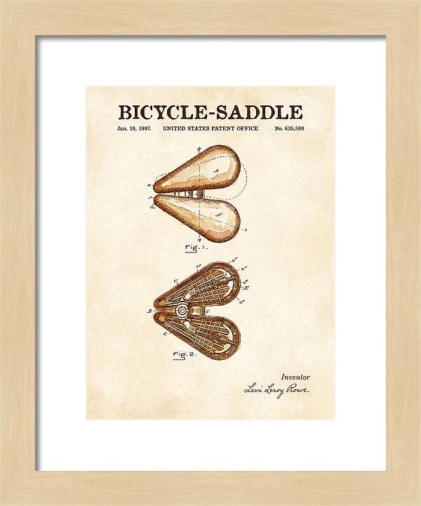 Bicycle Saddle Watercolor Patent Us635598a